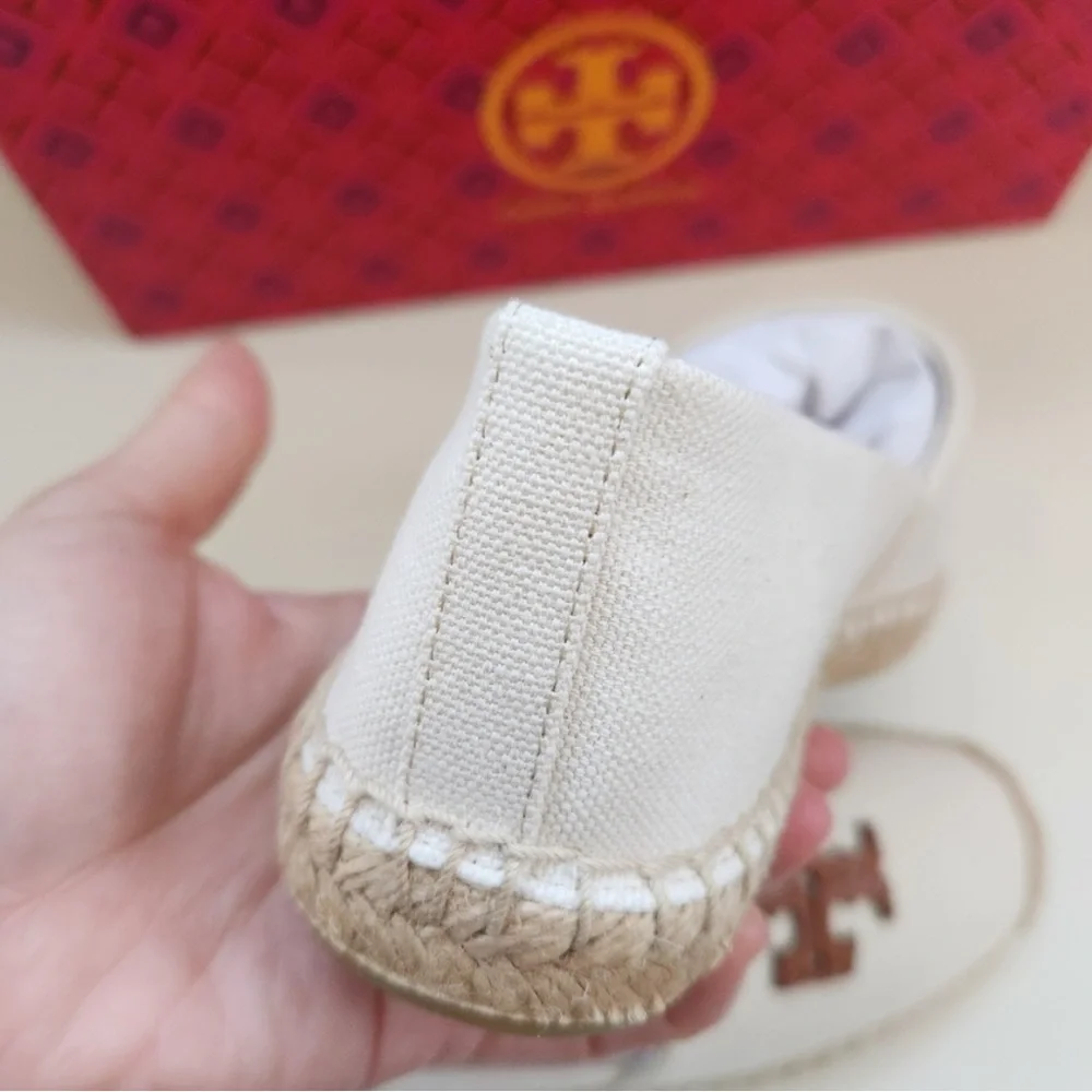 Tory Burch White Espadrilles with Brown Logo - Picture 2 of 5